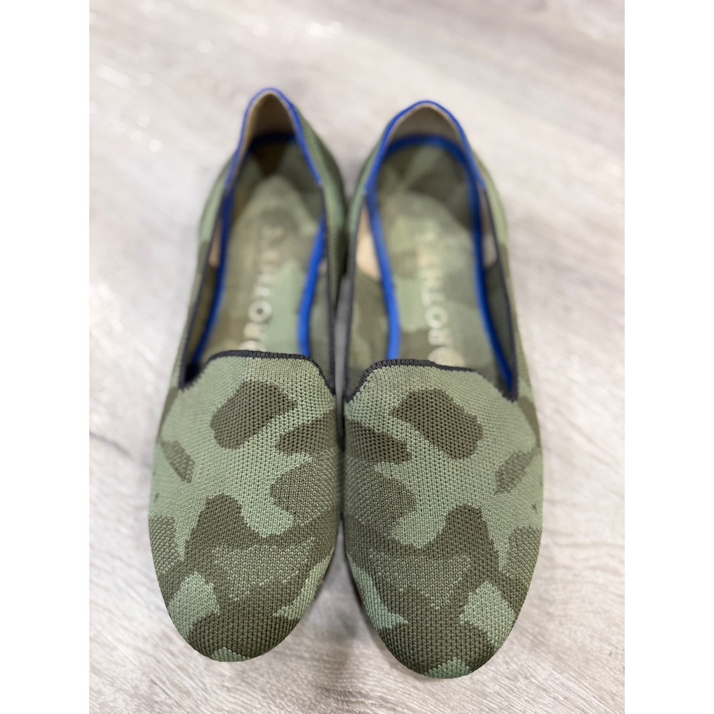 Rothy's The Point Camo Knit Flats Women's Size 8 Green Camouflage Slip On Shoes
